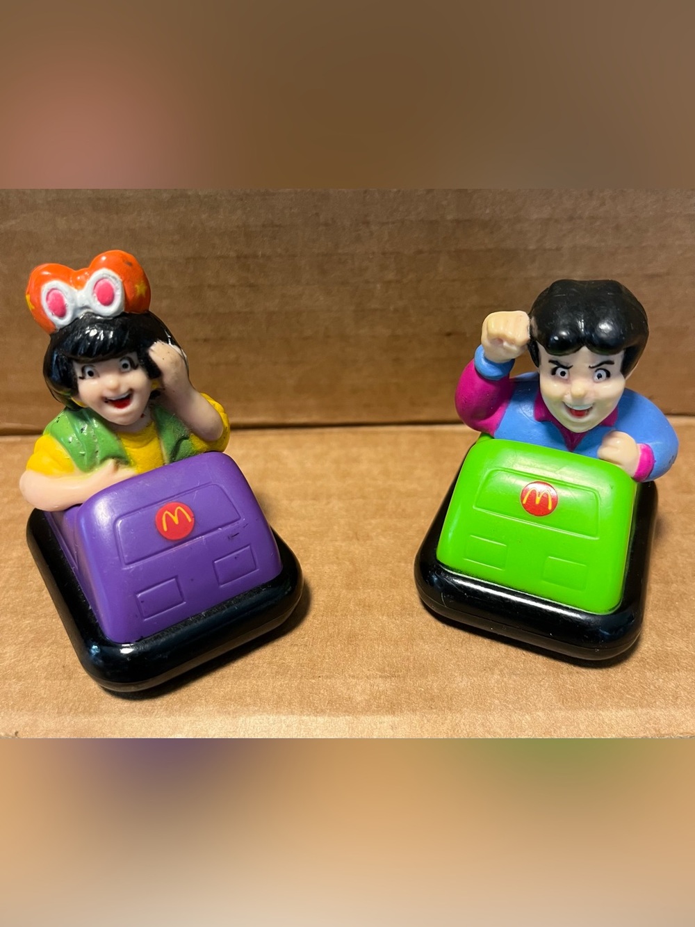 Set of 2 McDonald's Purple & Green  Archie’s Bumper Cars